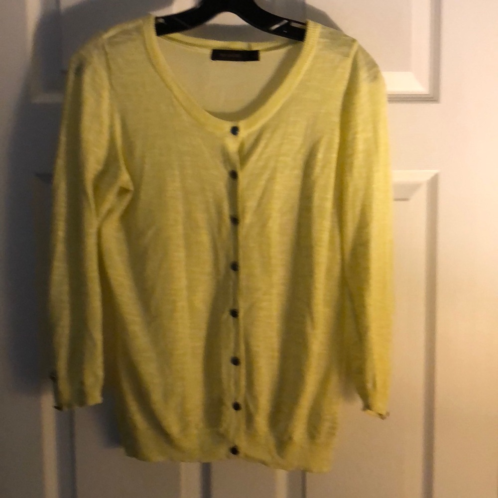 Yellow Button Down Top w/ Sheer Back